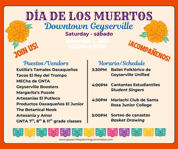 Geyserville's 2nd Annual Día de los Muertos Returns November 1st